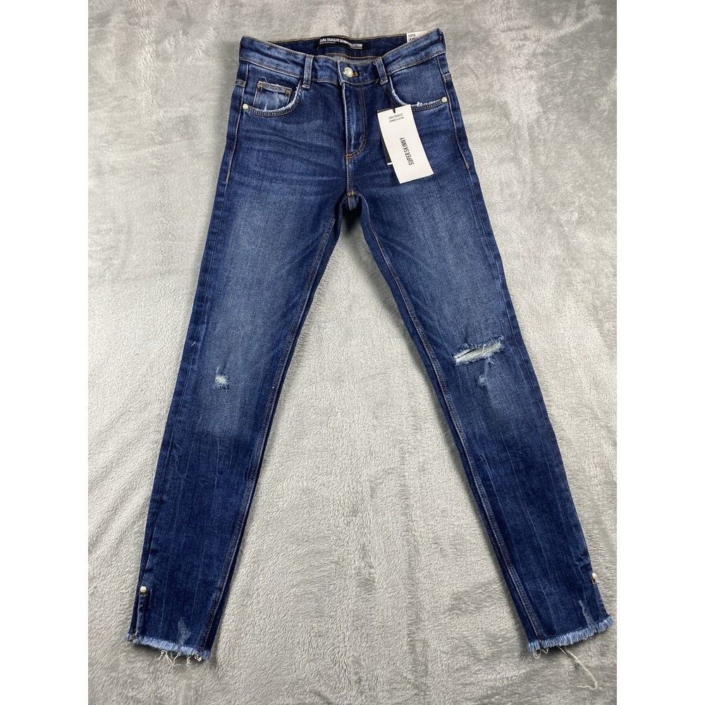 ZARA Trafaluc Denim Collection Women's Super Skinny Jeans US Size 2 (Pearls) NWT